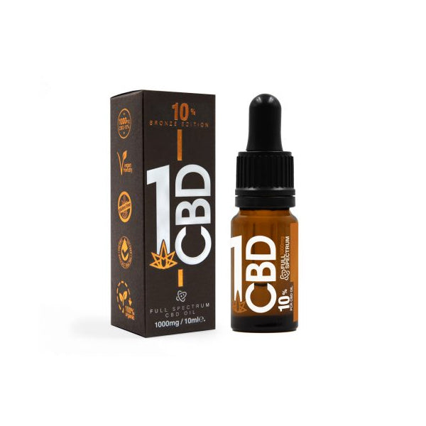 1CBD 10% Pure Hemp 500mg CBD Oil Bronze Edition 5ml