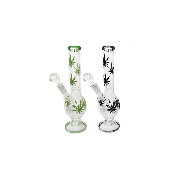 3 x 12" Leaf Design Glass Bong - GB45/GB46/GB47