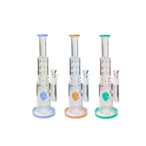 14" Large Glass Bong Mixed Colours -BG008 - GS1196